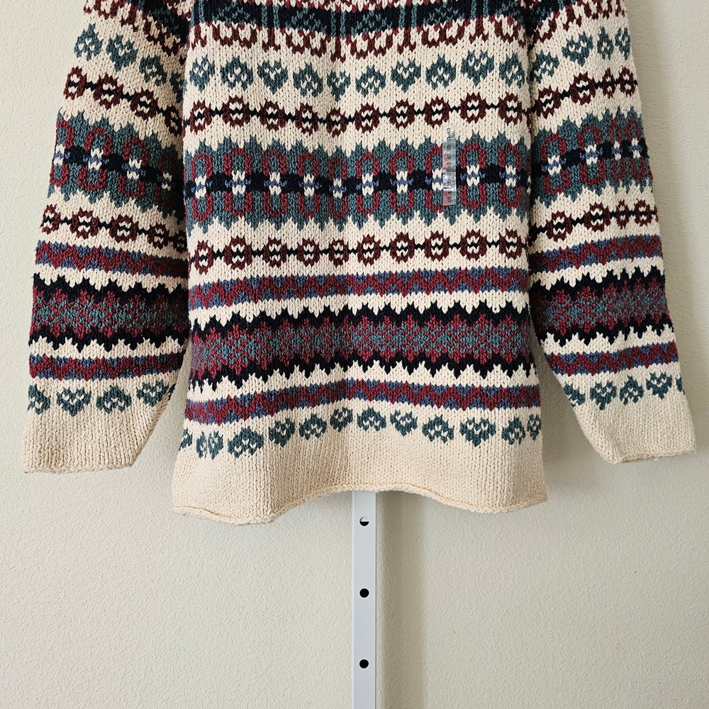 NWOT VTG EDDIE BAUER Women's Fair Isle Oversized Mock Neck Pullover Sweater Sz S - Picture 5 of 14